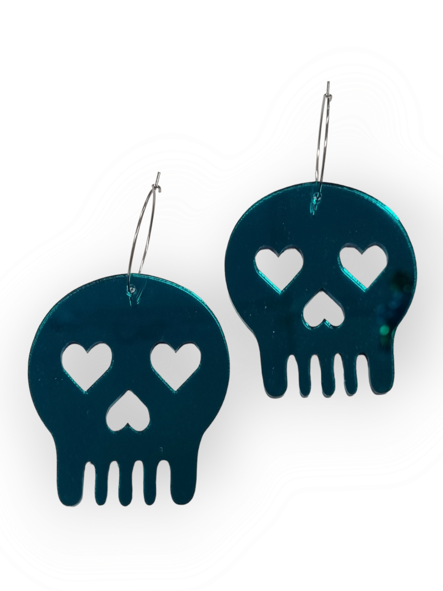 ILONE korvakorut Giant Heart Skull, petrooli
