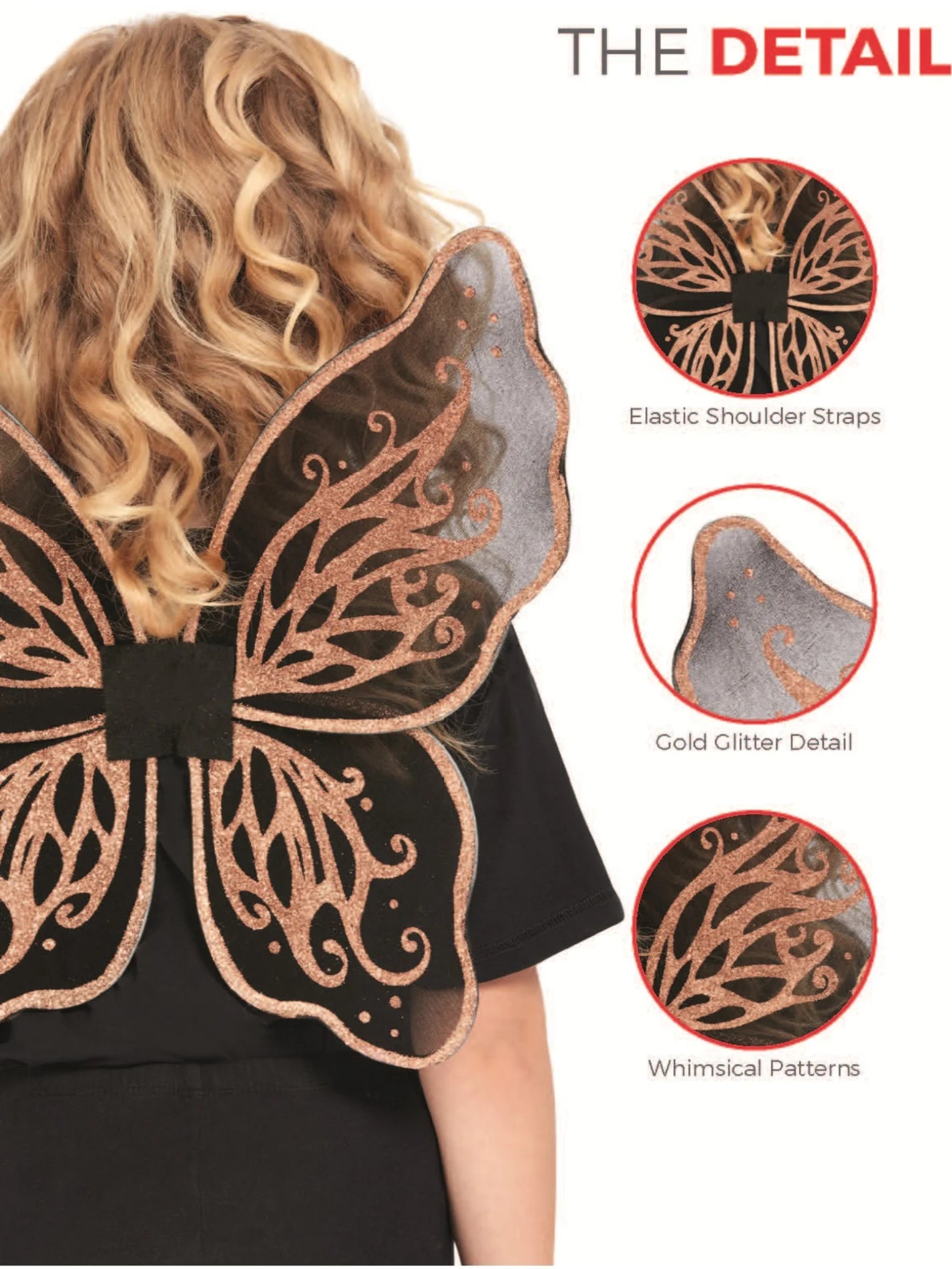Siivet Dark Botanicals Butterfly, kulta (43cm x 42cm)