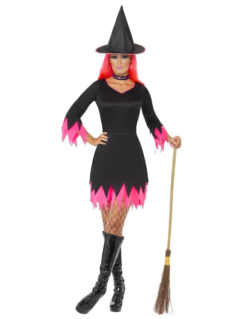 Noidan mekko, hattu ja choker Pink Witch (XS-S)