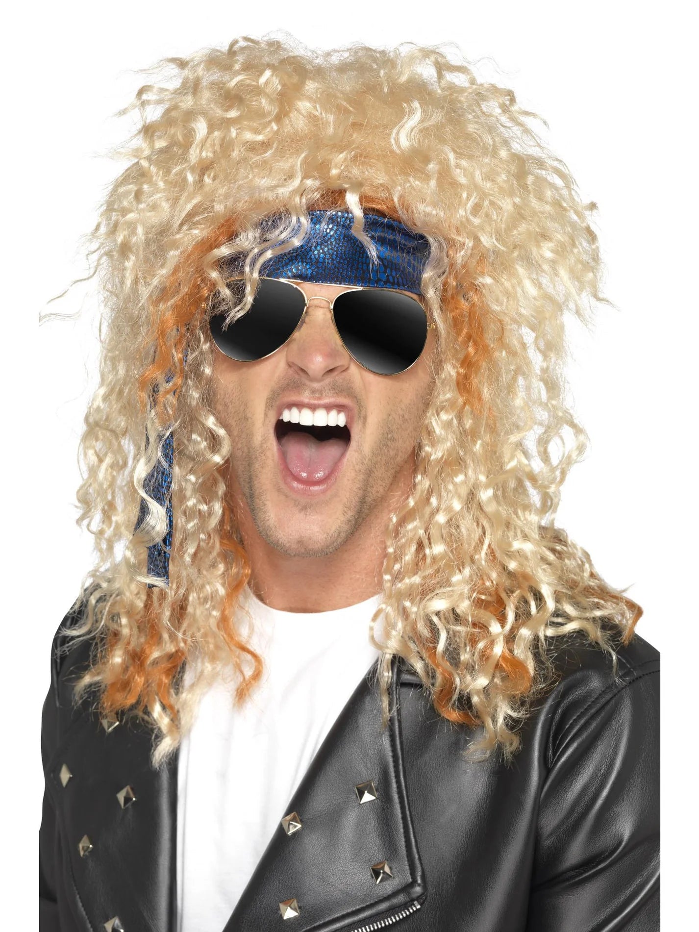 Heavy Metal -rokkarin setti (peruukki, pilottilasit ja bandana)