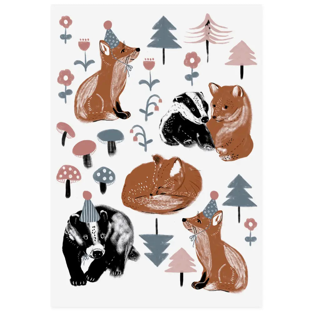 Siirtokuvatatuoinnit Fox and Badger
