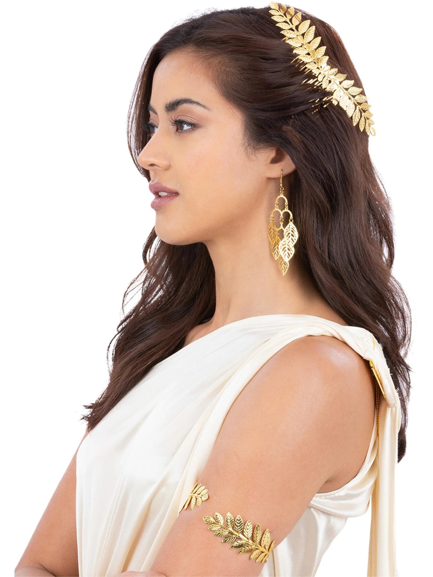 Kreikkalaisen jumalattaren korusetti (hiuskampa, käsikoru ja korvikset)