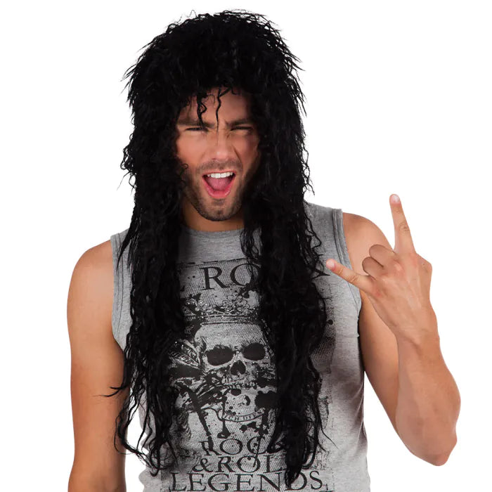 Rokkikukon pitkä peruukki, musta