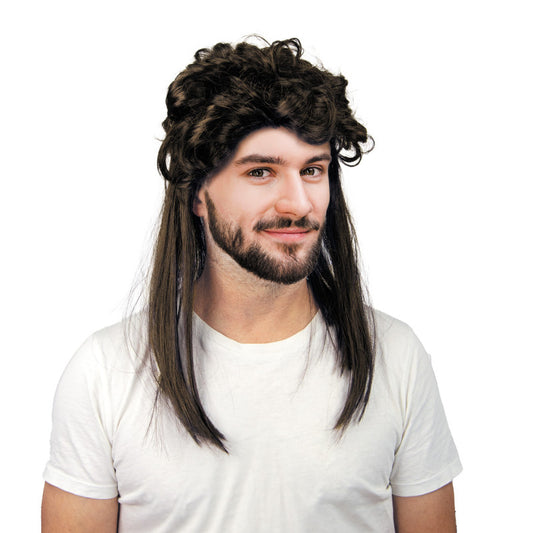 80-luvun pitkä mullet, mustanruskea