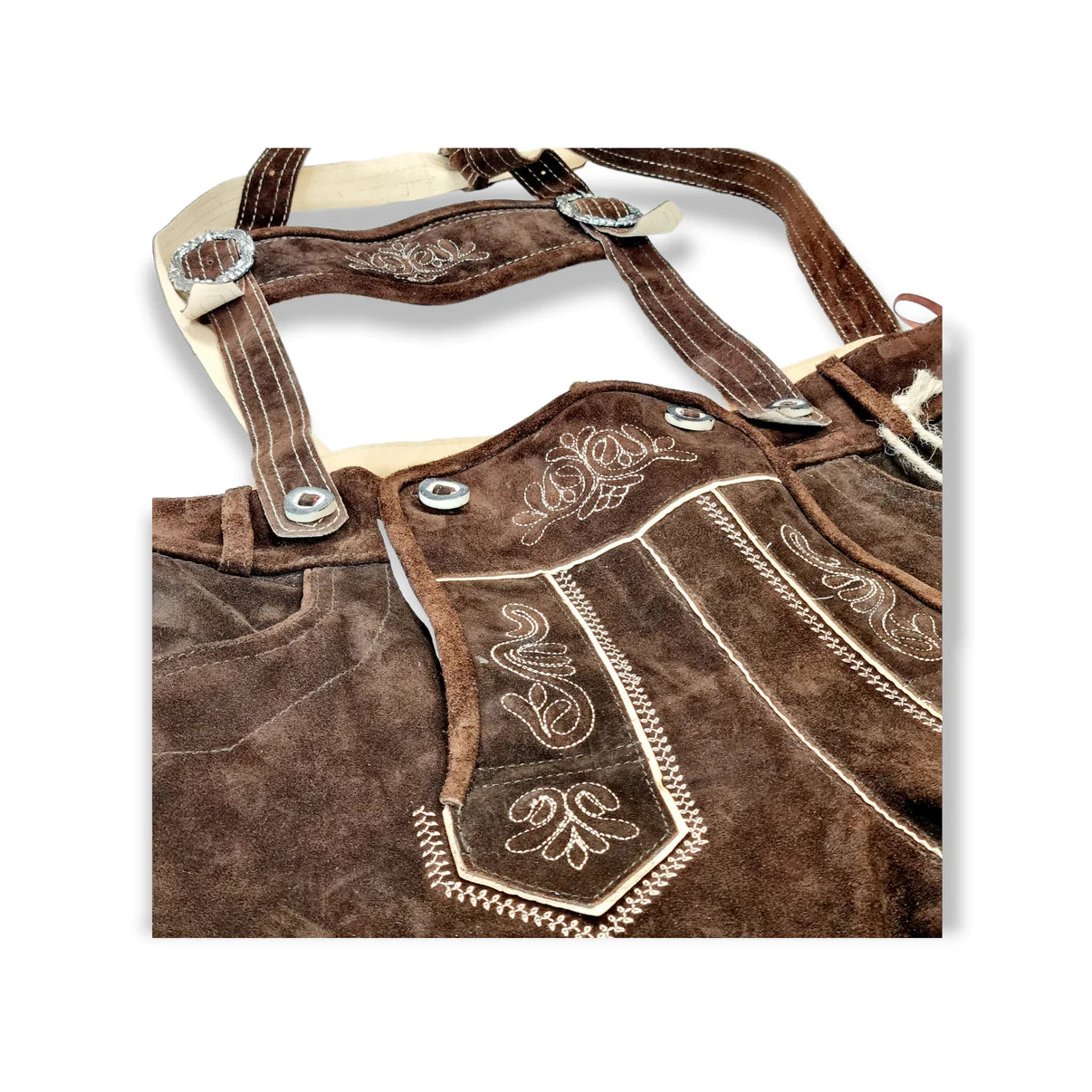 Aidot Oktoberfest Lederhosen nahkahousut, pitkälahkeinen ruskea