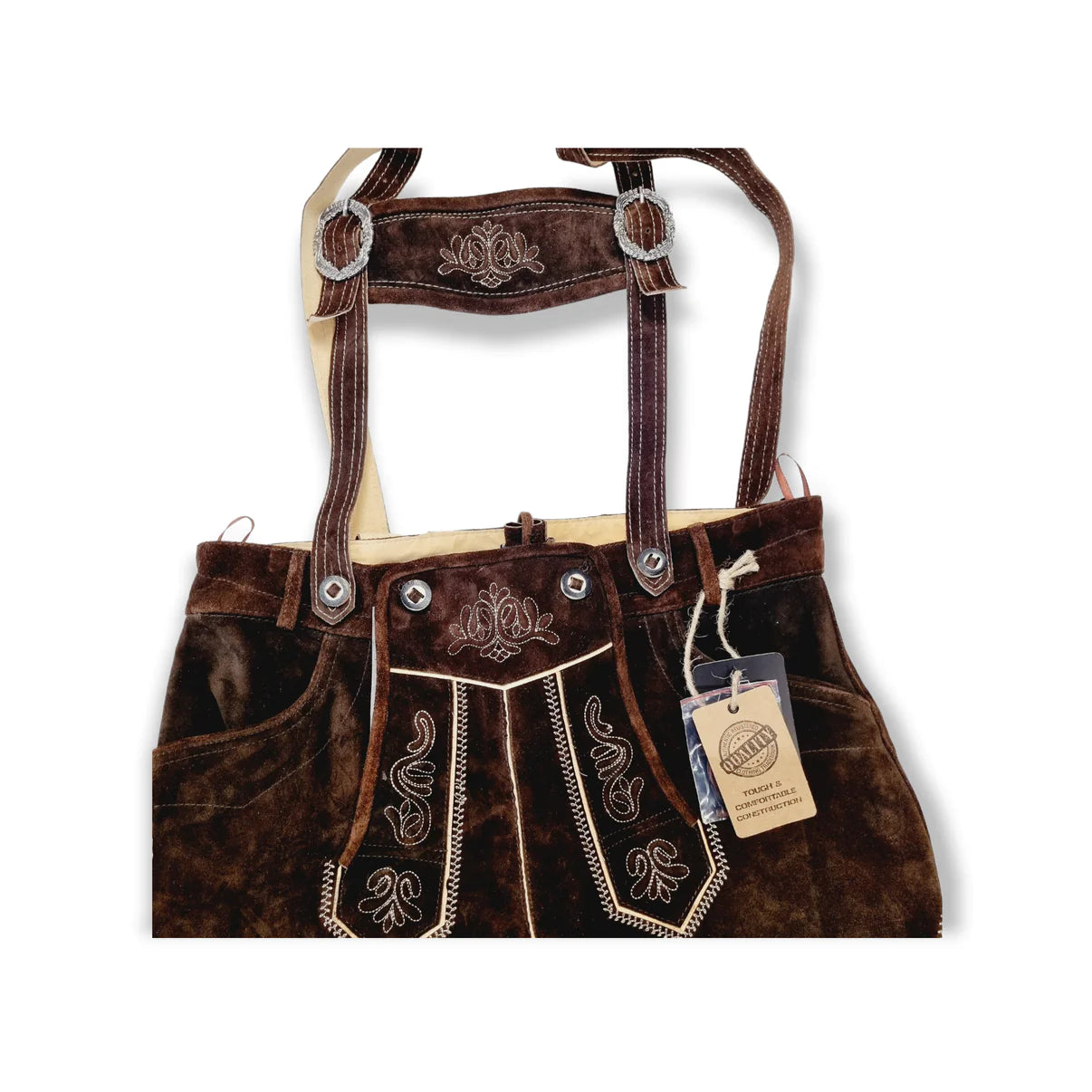 Aidot Oktoberfest Lederhosen nahkahousut, pitkälahkeinen ruskea