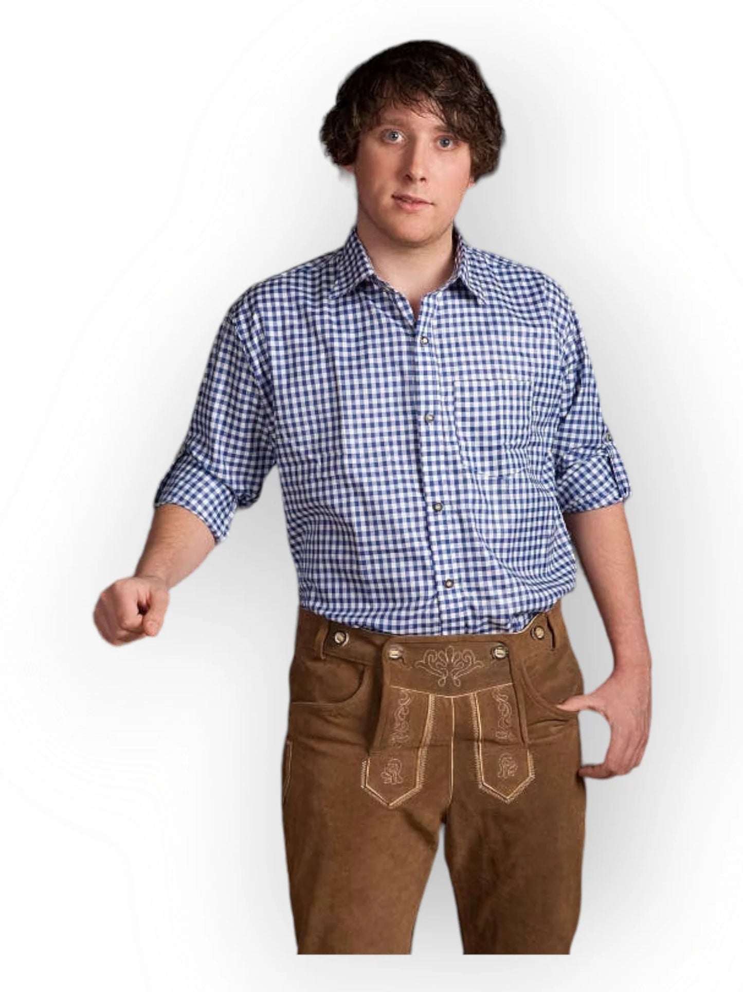 Oktoberfest sinivalkoruudullinen kauluspaita (XL-3XL)