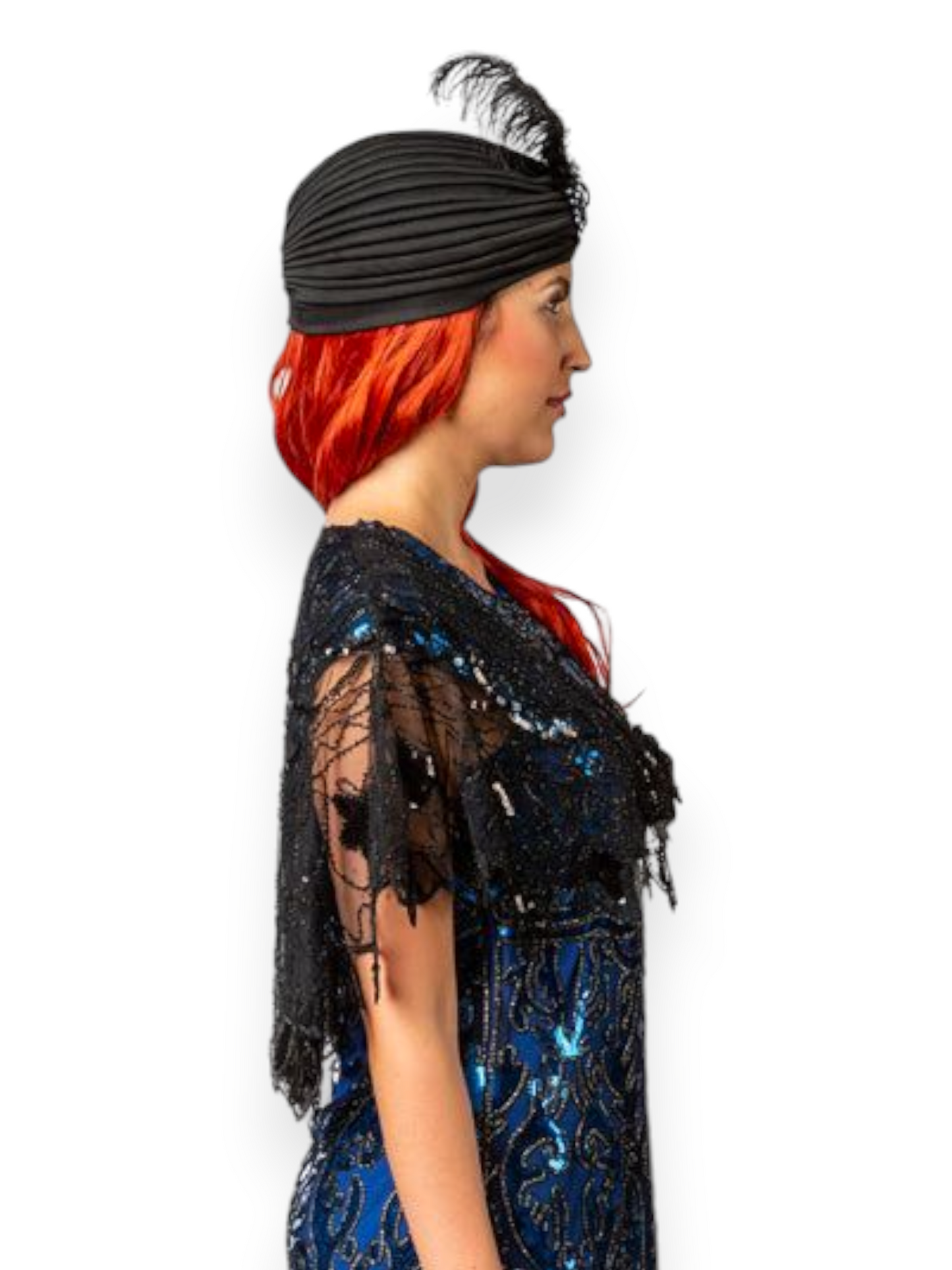 1920-luvun paljettikoristeltu keeppi, musta