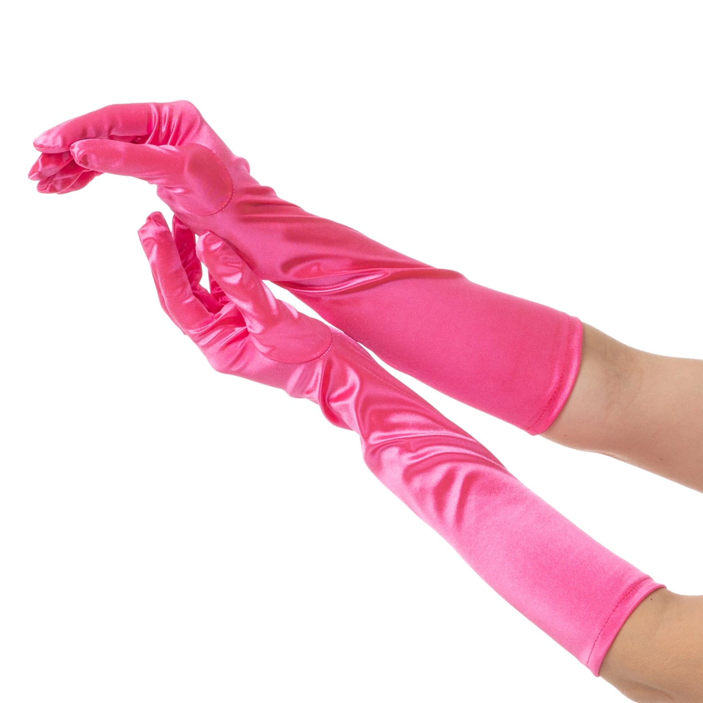 Pitkävartiset satiinikäsineet, hot pink