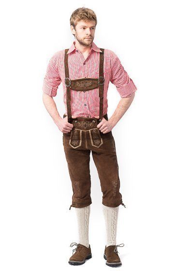 Aidot Oktoberfest Lederhosen nahkahousut Rudi, ruskea