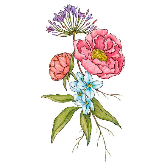 Siirtokuvatatuointi Botanical (2 arkkia)