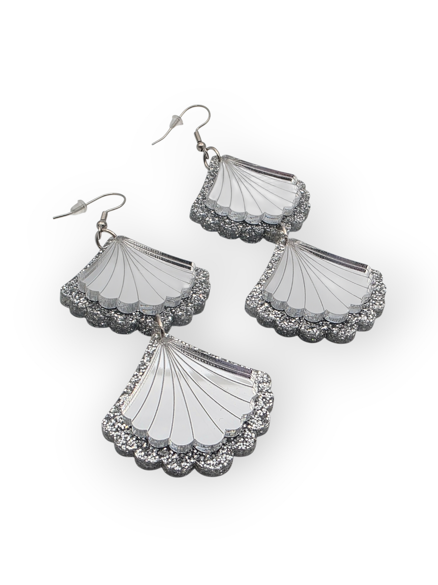 Ruffle Army korvakorut Double Shiny Seashell, silver