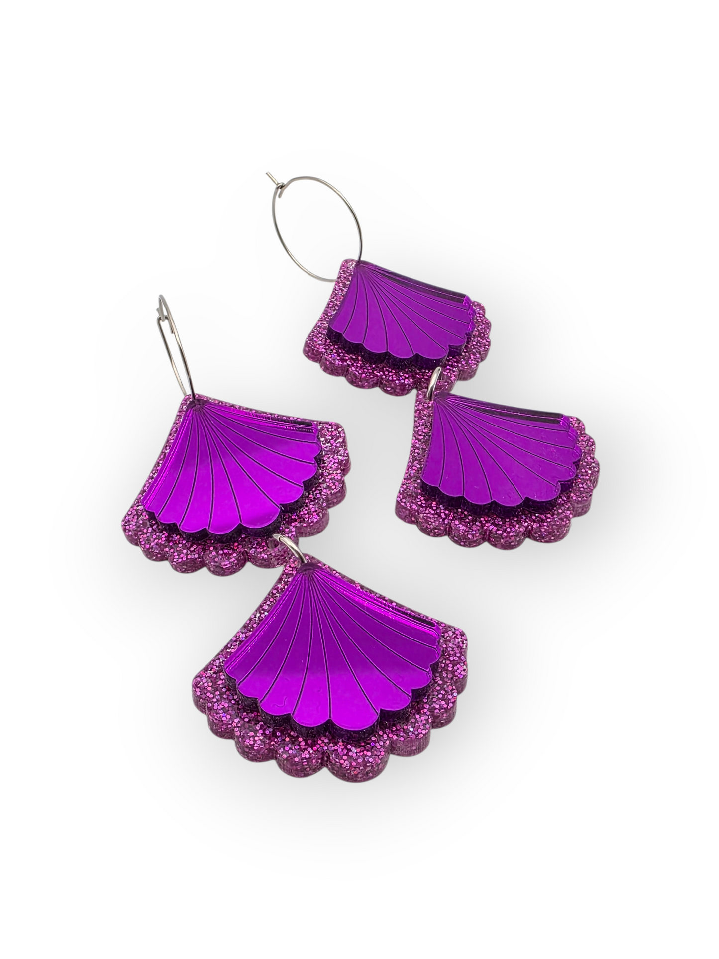 Ruffle Army korvakorut Double Shiny Seashell, magenta