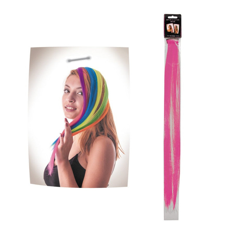 Clip on raita hiuksiin, neonpinkki (UV)