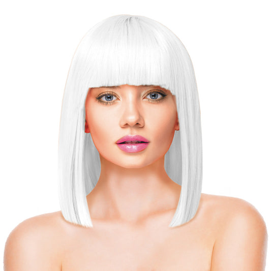 Peruukki pitkä polkka Crazy, valkoinen