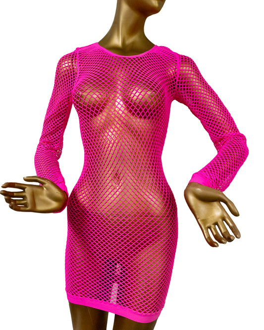 One Size verkkomekko, neonpinkki (XS-M)