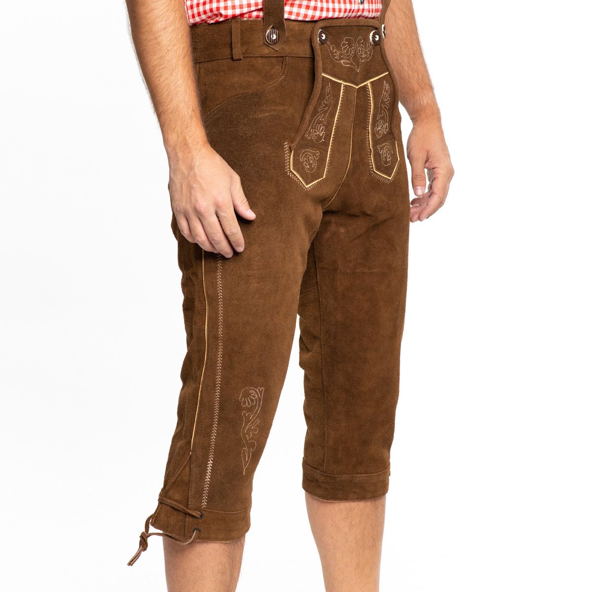 Aidot Oktoberfest Lederhosen nahkahousut Rudi, ruskea