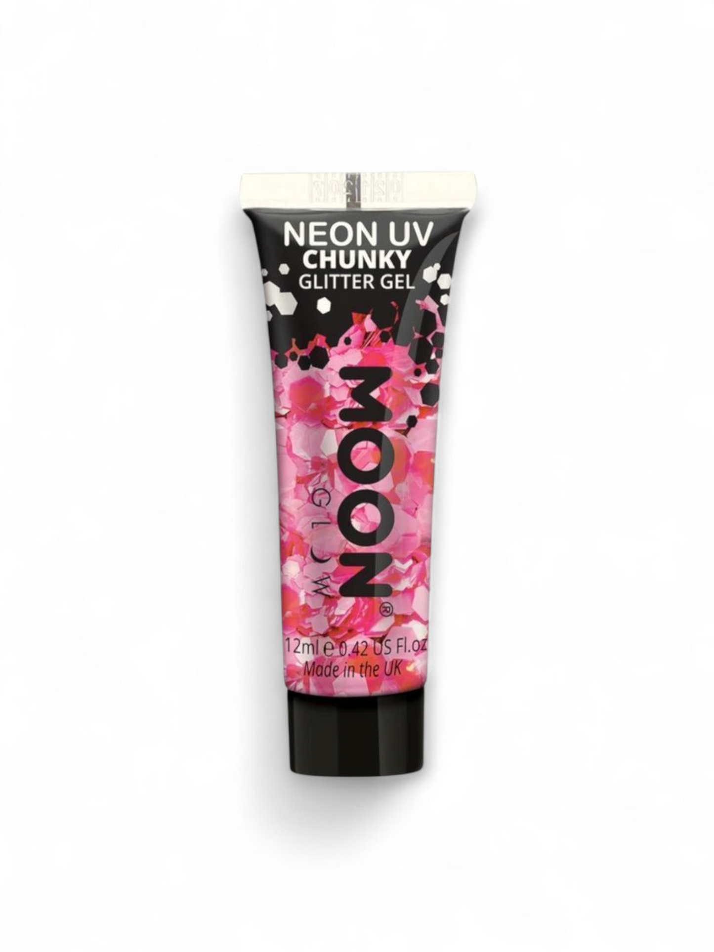 MoonGlow Neon UV Chunky Glitter Gel, neon pink (UV)