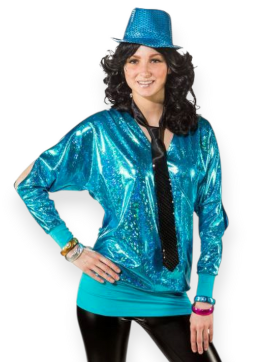 Överikasari lepakkohihapaita, glitterturkoosi (2XL-4XL)