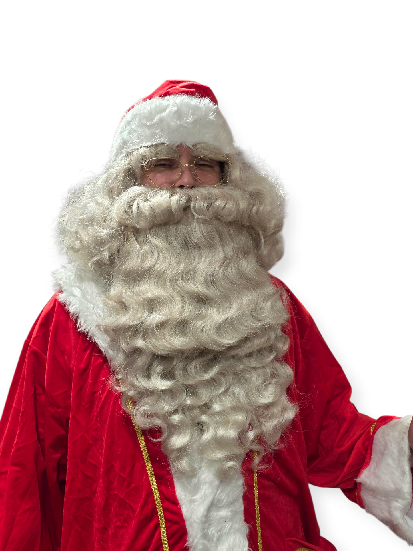 Joulupukin mantteli kultakirjailulla (+ vyö ja lakki)