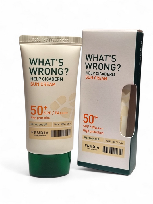 FRUDIA What's Wrong Cicaderm Sun Cream SPF 50+ (ihoa rauhoittava aurinkovoide)
