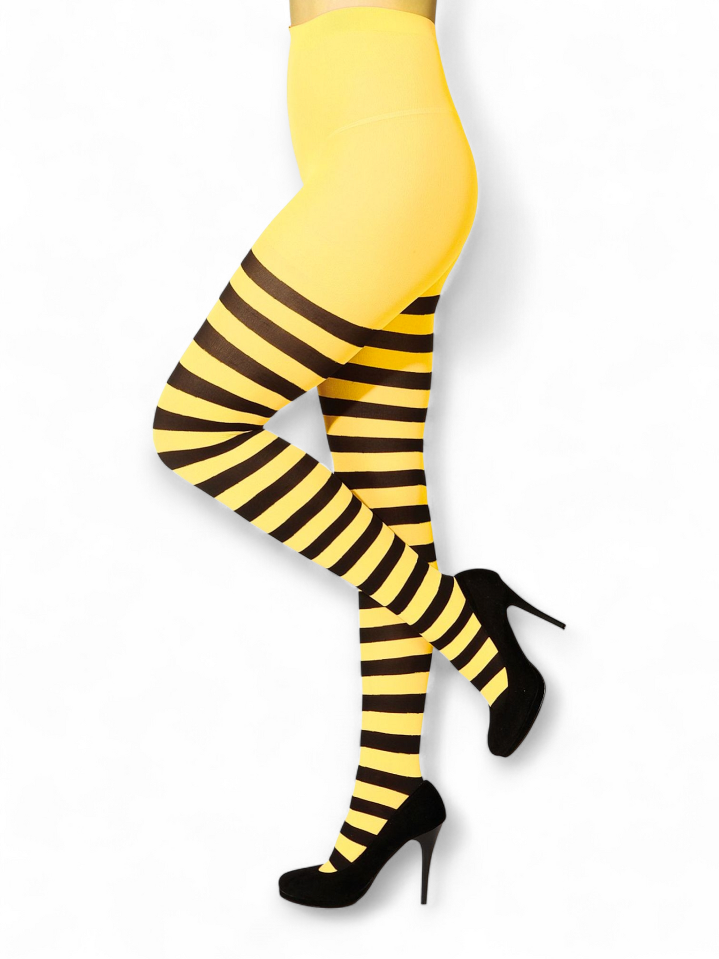 Raidalliset sukkahousut, keltainen ja musta