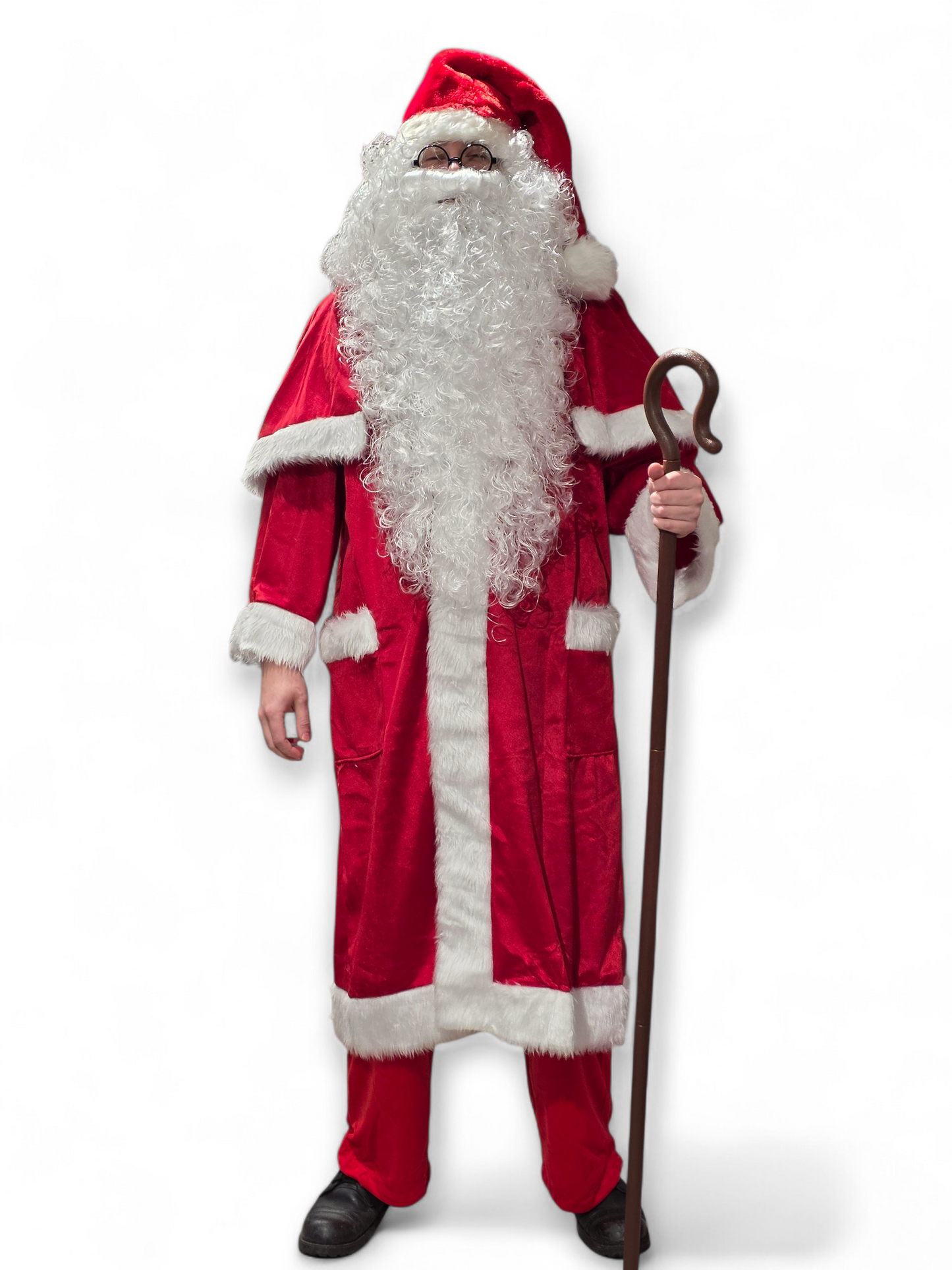 Joulupukin mantteli kiinteällä viittaosalla (koko L-XXL)