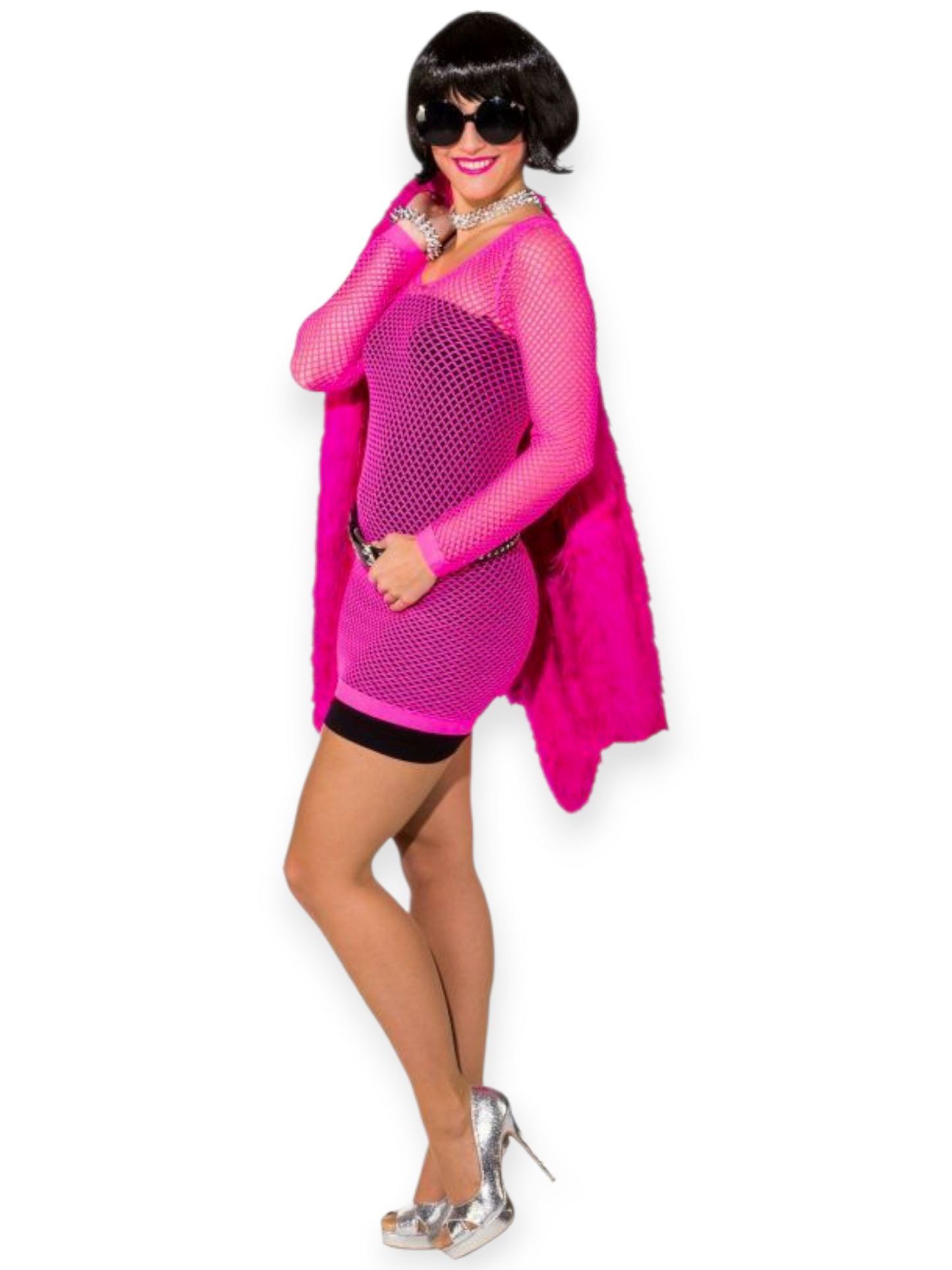 One Size verkkomekko, neonpinkki (XS-M)