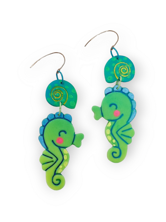 Up The Wazoo korvakorut Cutest Seahorse, green