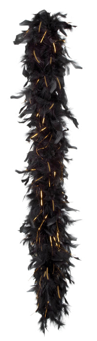 Musta höyhenpuuhka kultahileillä (180cm)