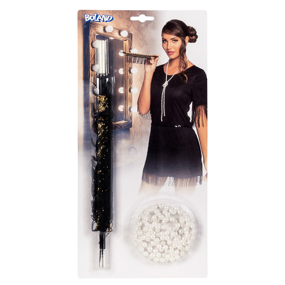 1920-luvun setti Roaring Twenties (helminauha ja holkki)