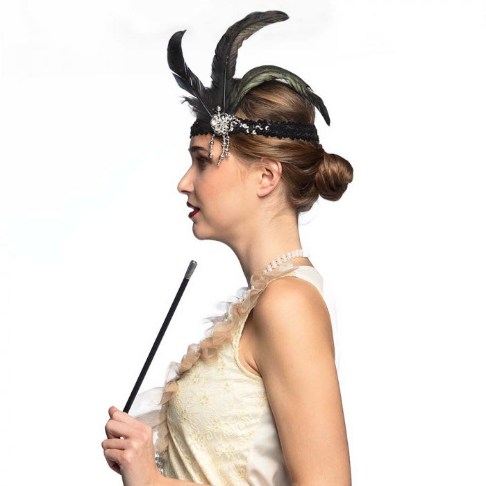 1920-luvun setti Charleston (pääpanta, helmet ja holkki)