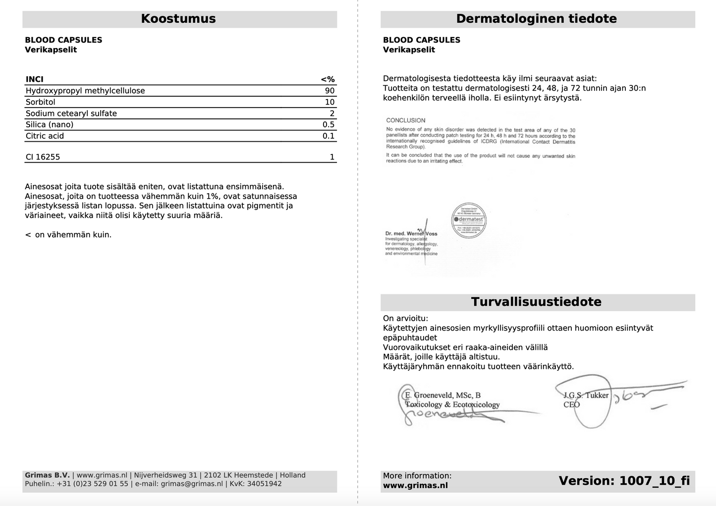 GRIMAS Purtavat verikapselit (10kpl)
