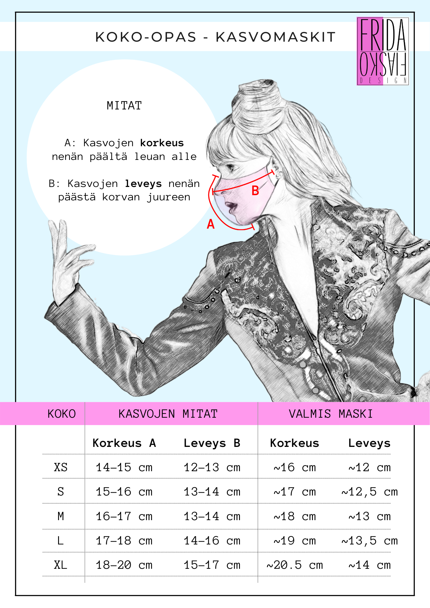 Frida Fiasko paljettimaski Sky Blue