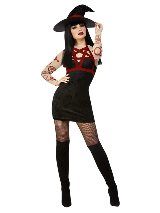 Fever noita-asu (mekko, hattu ja harness) Satanic Witch