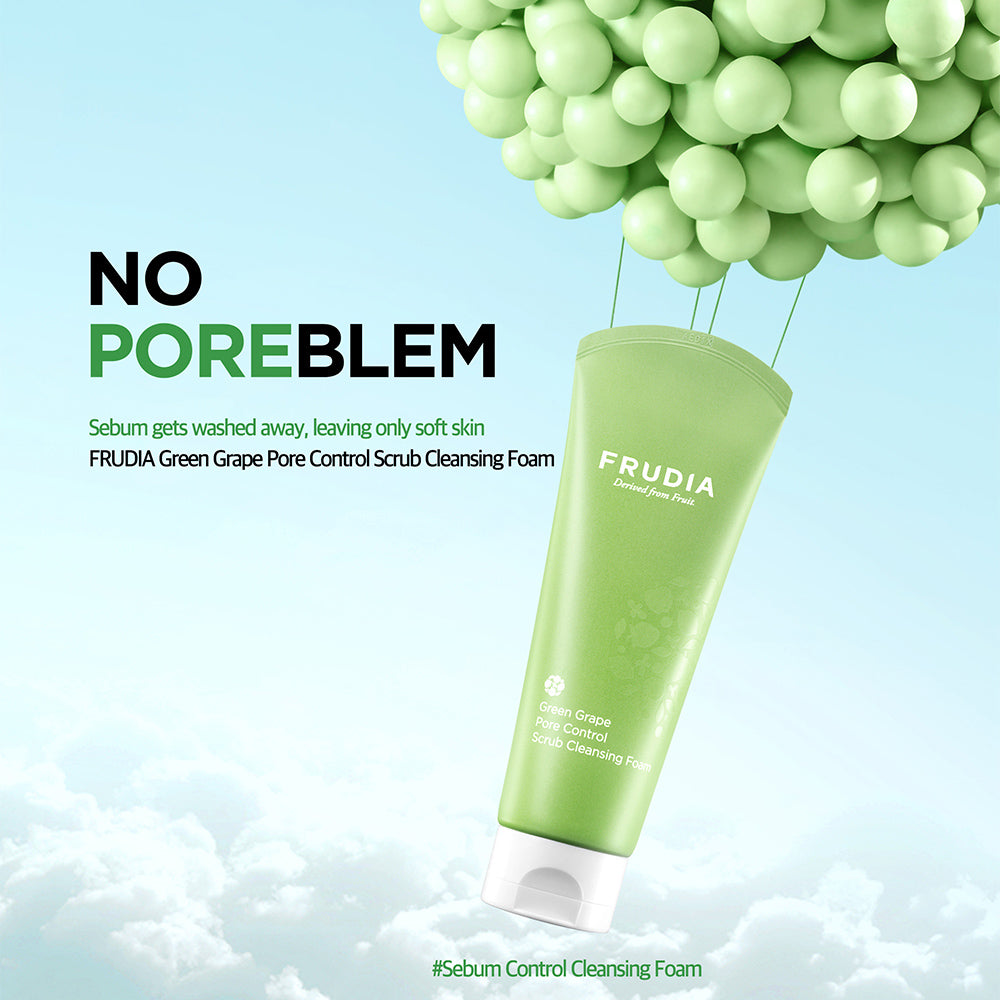 FRUDIA Green Grape Pore Control Scrub Cleansing Foam (puhdistusvaahto epäpuhtaalle iholle)