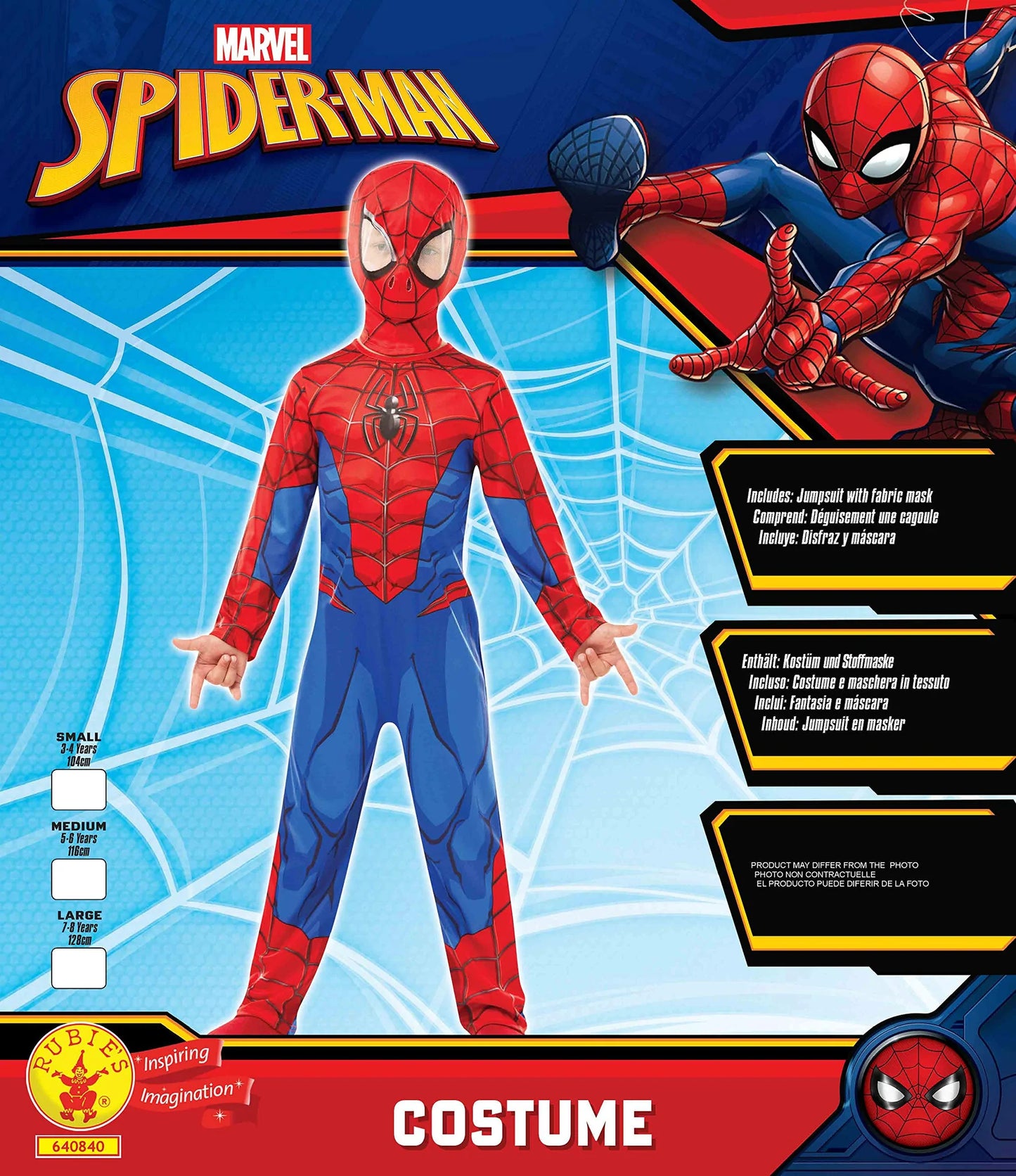 Spidermanin asu, lasten koot