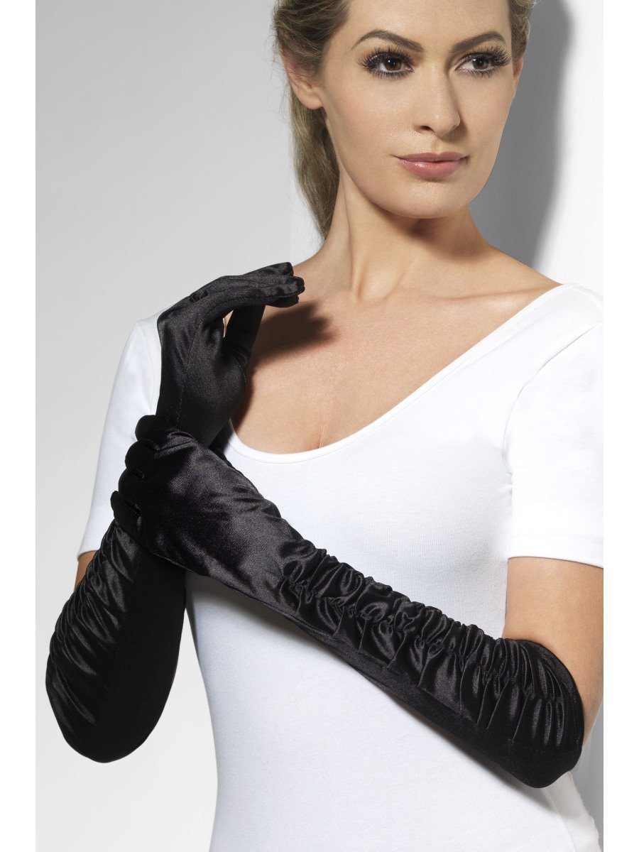 Satiinikäsineet, musta (M-XL)