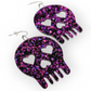 ILONE korvakorut Giant Heart Skull, glitter purple