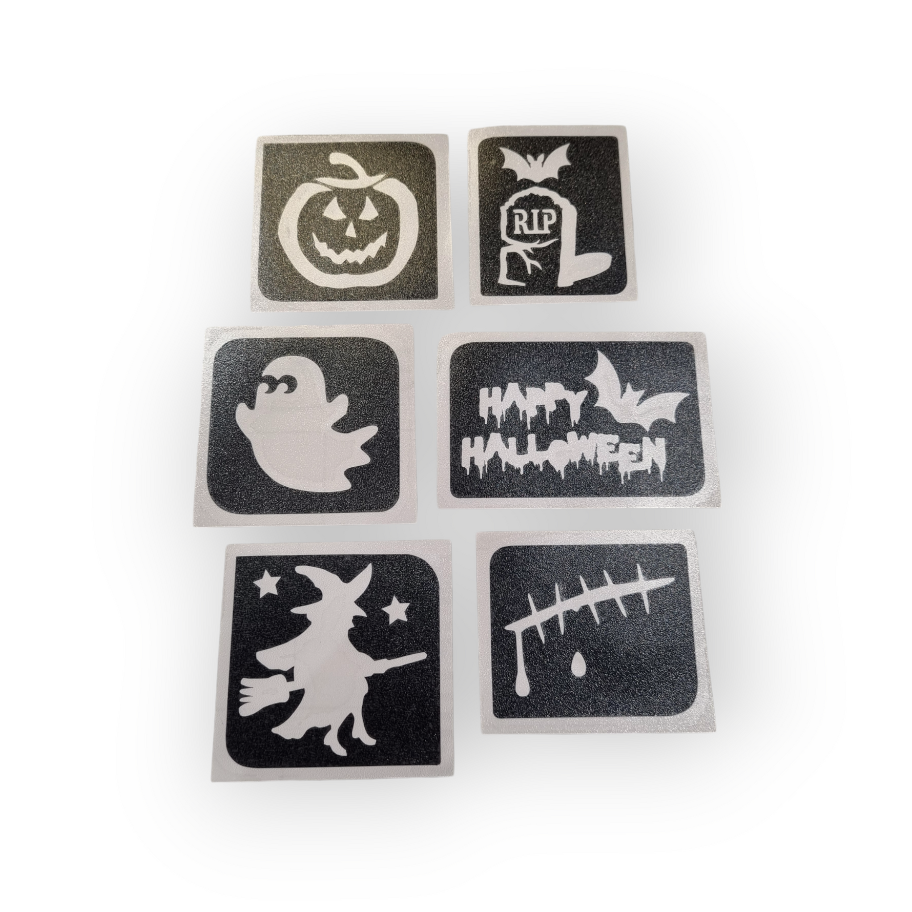 Tarrakiinnitteinen sapluunasetti Halloween (6kpl lajitelma)