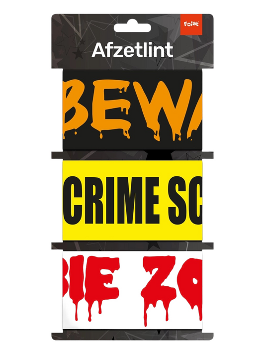 Varoitusnauhat Crime Scene, Beware & Zombie Zone (3x5m)