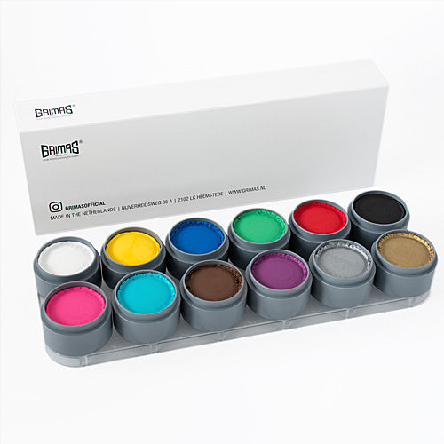 GRIMAS Water Make-up kasvomaalipaletti 12kpl, perusvärit (jättikoko)