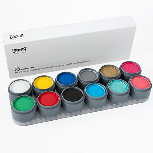 GRIMAS Water Make-up kasvomaalipaletti 12kpl, Basic & Pearl (jättikoko)