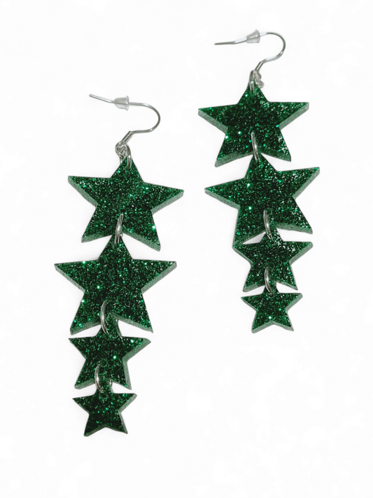 Ruffle Army korvakorut Glitter Star Garland, forest green