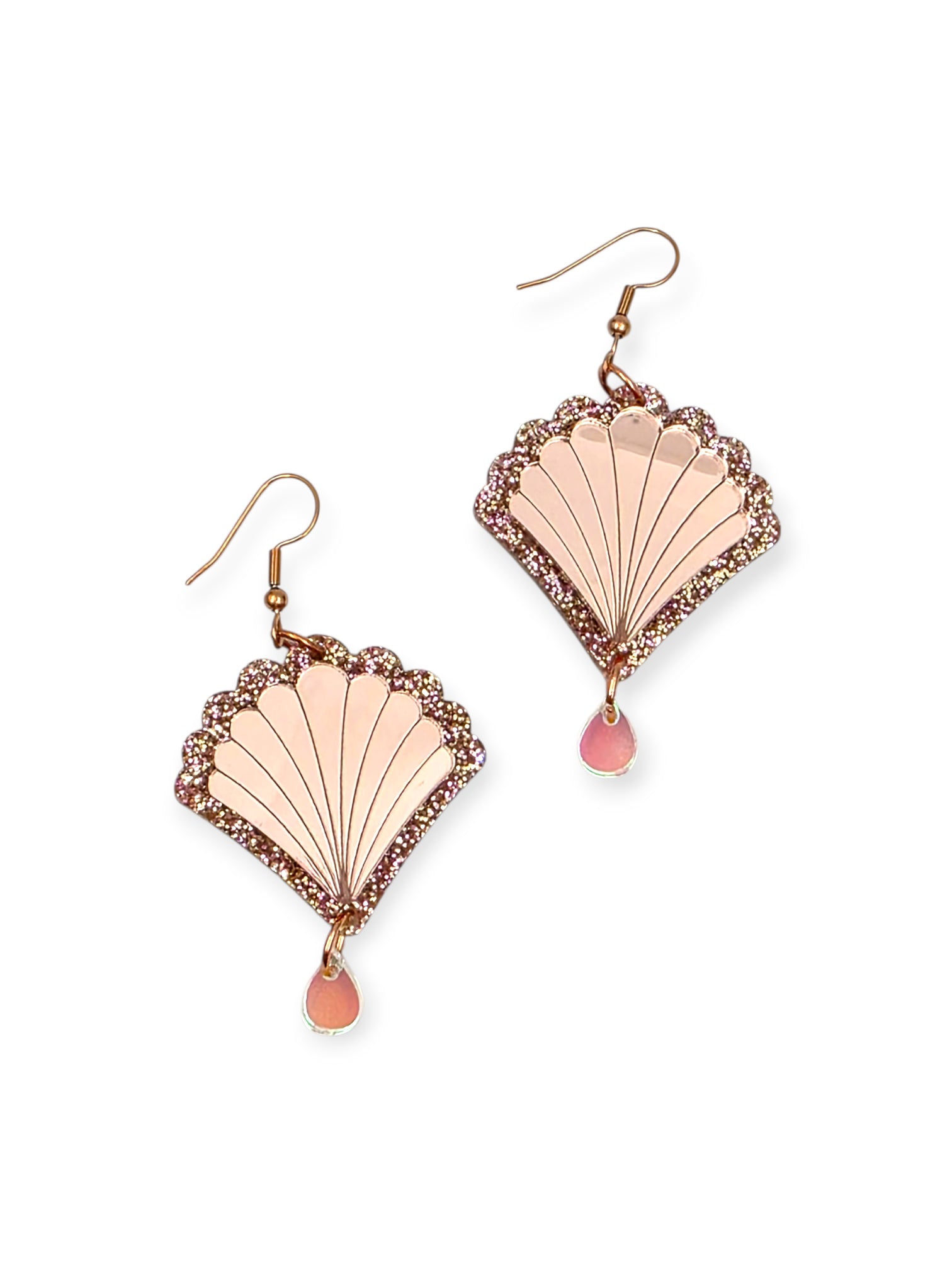 Ruffle Army korvakorut Shiny Seashell Drop, rose gold