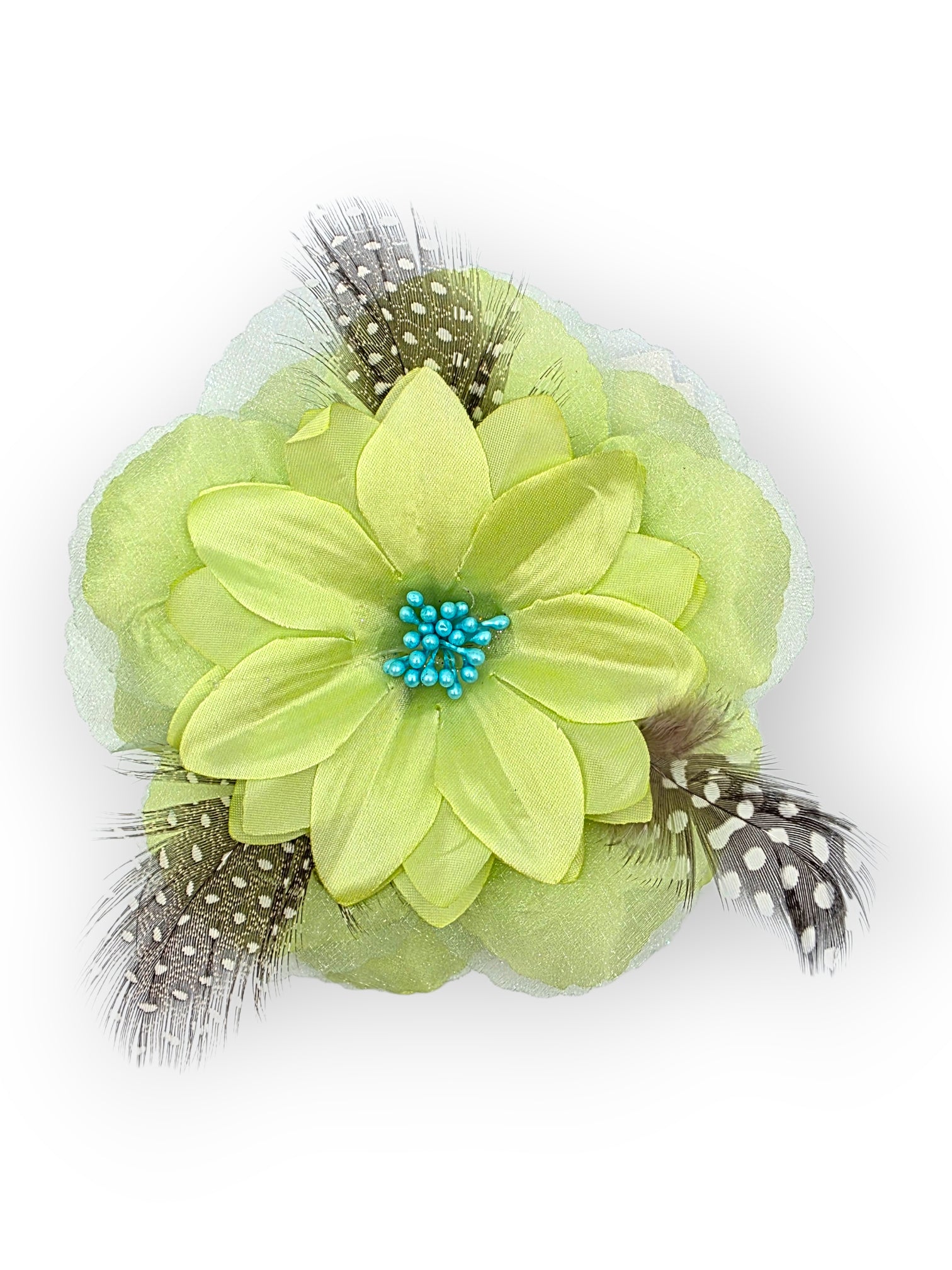 Iso kukka hiuksiin, vaalea lime