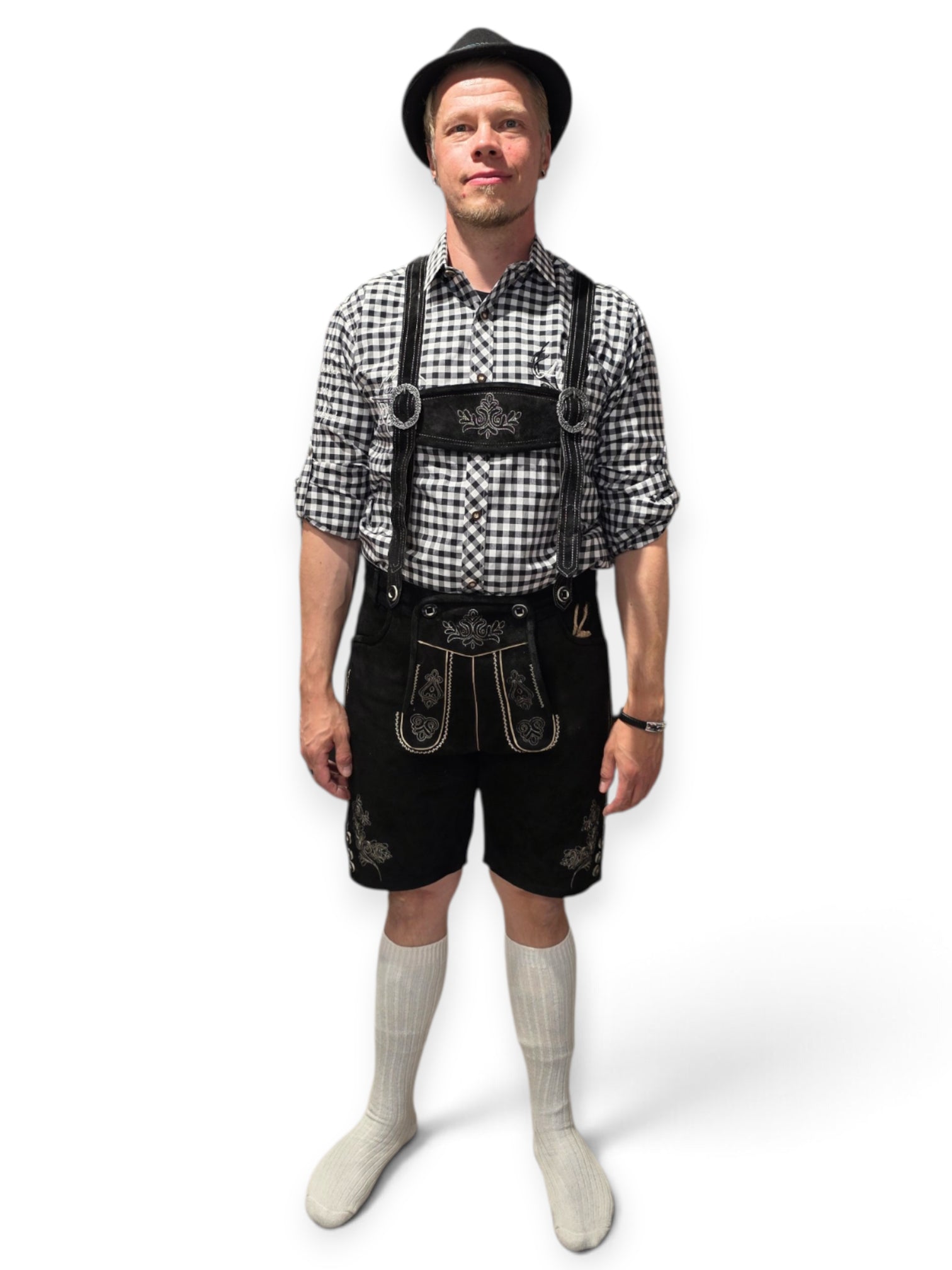 Aidot Oktoberfest Lederhosen nahkahousut, musta