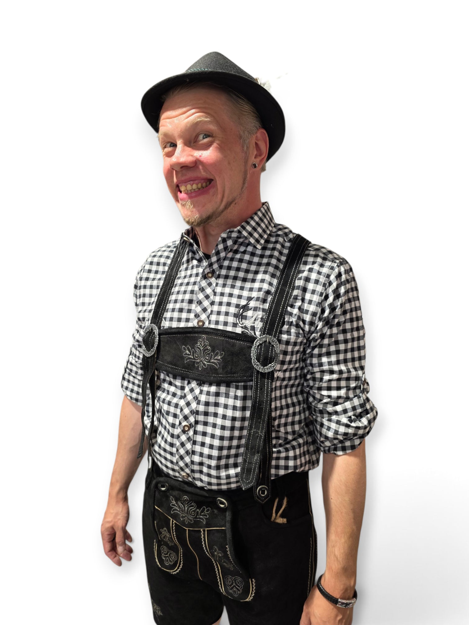 Aidot Oktoberfest Lederhosen nahkahousut, musta
