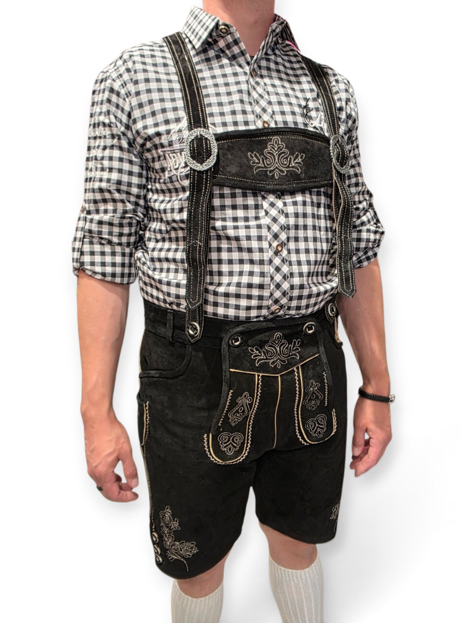 Aidot Oktoberfest Lederhosen nahkahousut, musta