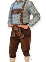 Aidot Oktoberfest Lederhosen nahkahousut, pitkälahkeinen ruskea